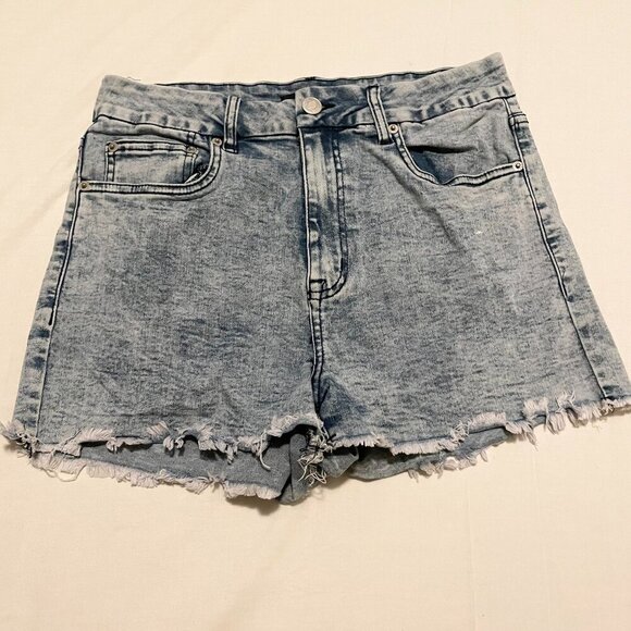 Aeropostale Aero High Rise Curvy Midi Denim Shorts Womens Size 10 Distressed - Picture 14 of 14